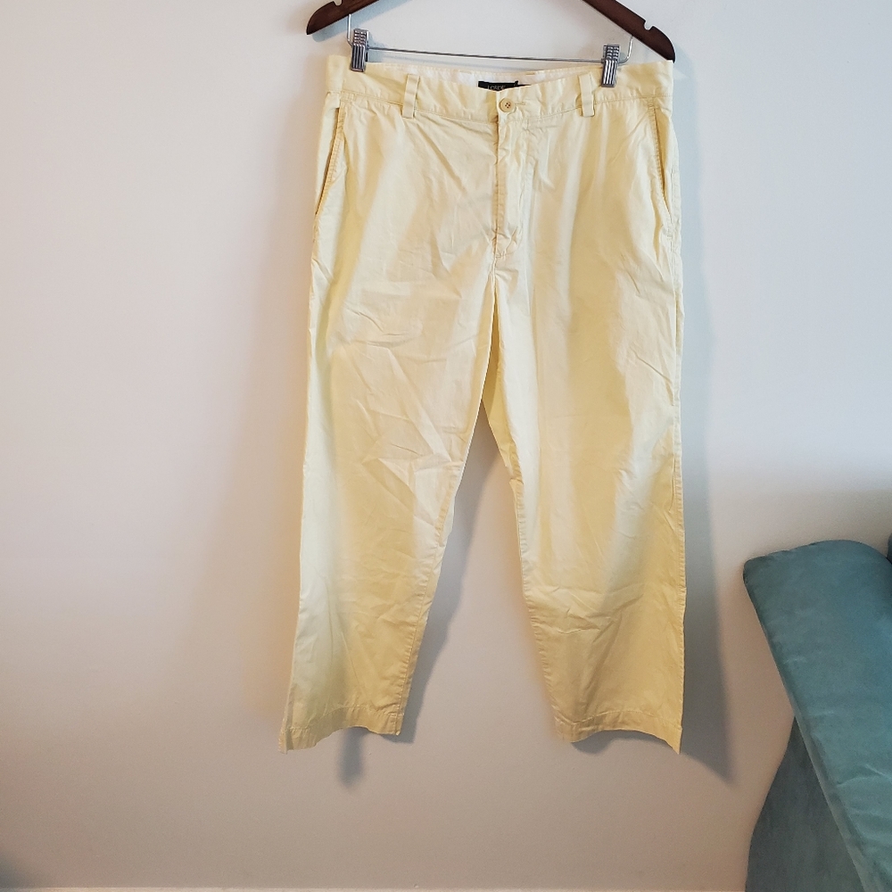 J. CREW 100% cotton banana yellow trouser pants lightweight size 34x36